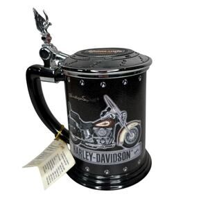 Harley-Davidson Heritage Springer Tankard Beer Stein Eagle Lid Ceramic Mug